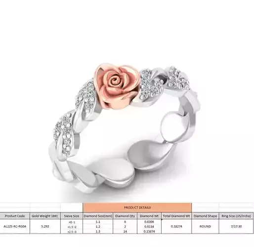 Rose Ladies Ring 04 3D print model