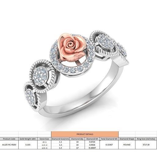 Rose Ladies Ring 03 3D print model