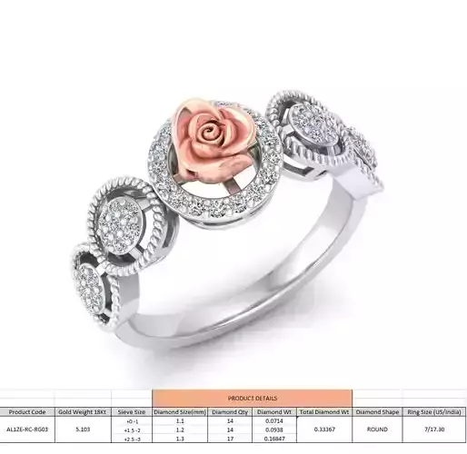 Rose Ladies Ring 03 3D print model