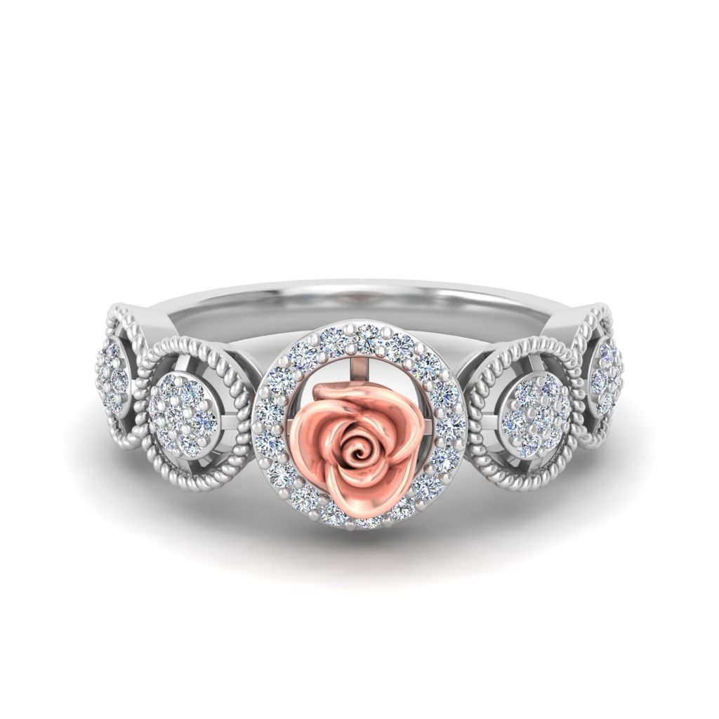 Rose Ladies Ring 03 3D print model_2