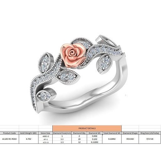 Rose Ladies Ring 02 3D print model