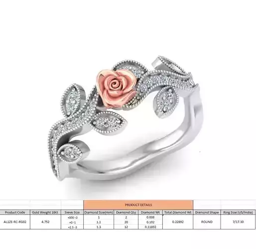 Rose Ladies Ring 02 3D print model