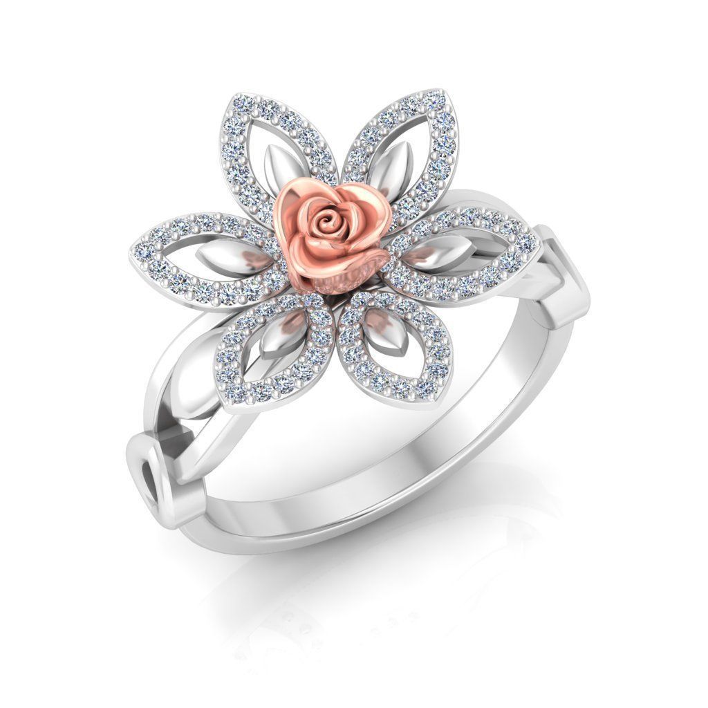 Rose Ladies Ring 01 3D print model_4