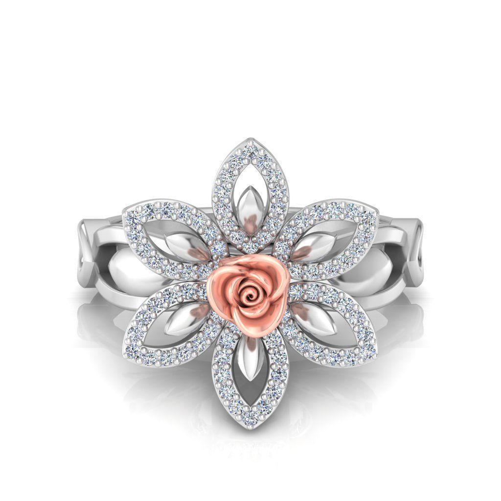 Rose Ladies Ring 01 3D print model_1