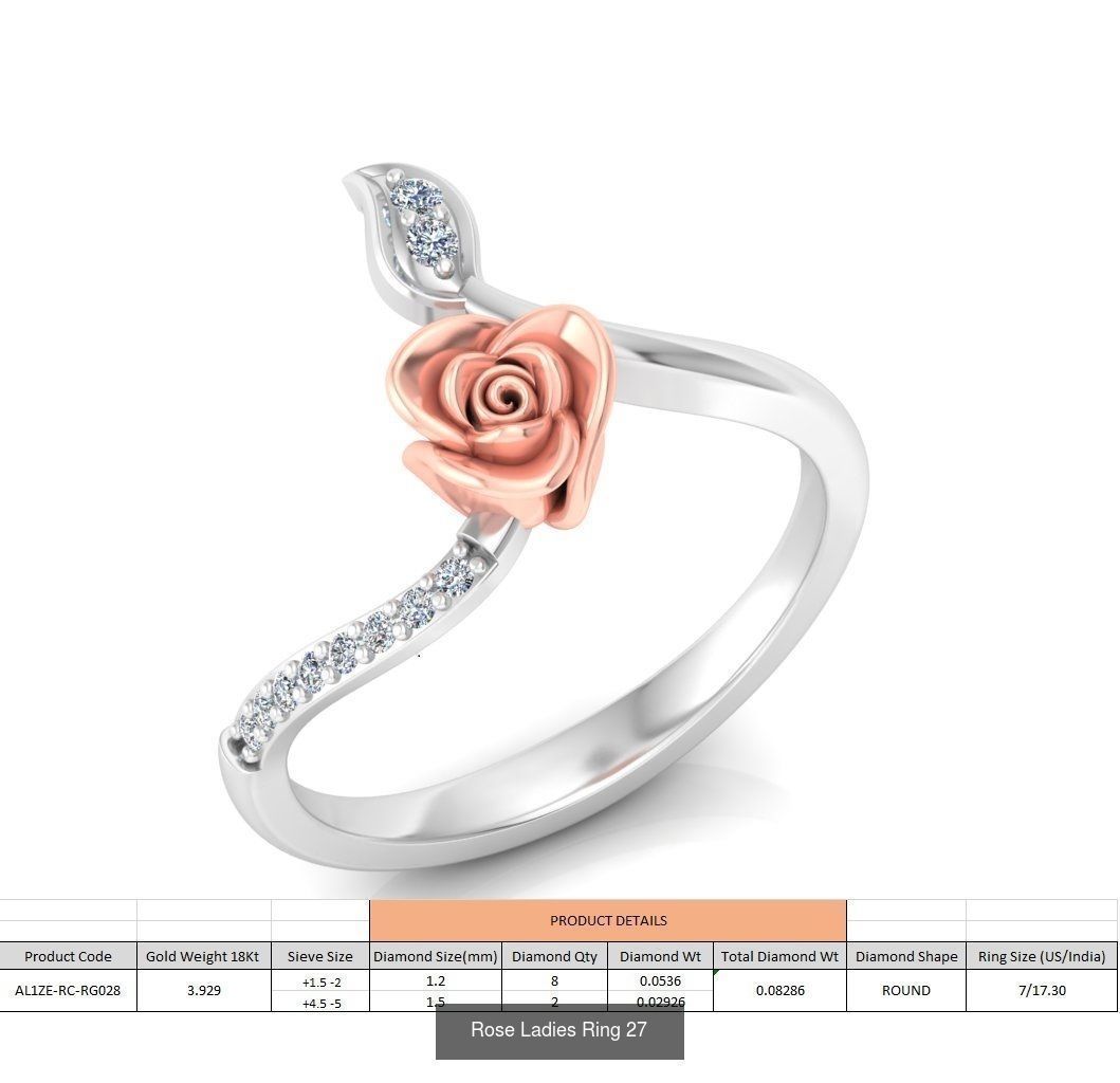 32 Rose Ladies Ring 3D Model Collection_9