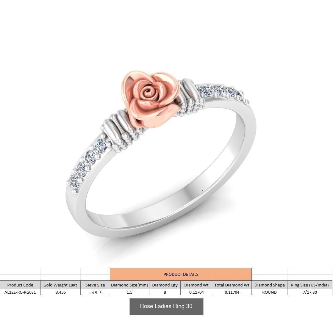 32 Rose Ladies Ring 3D Model Collection_6