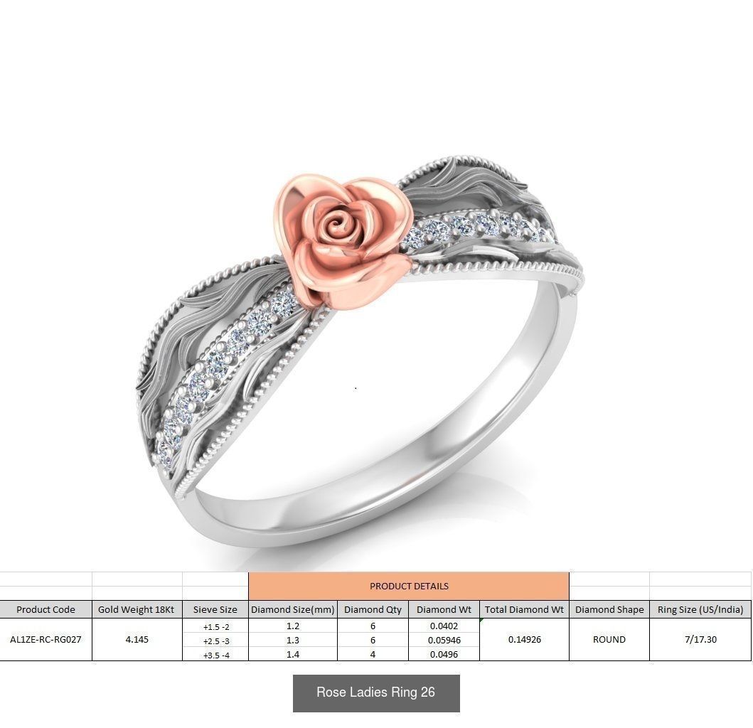 32 Rose Ladies Ring 3D Model Collection_10