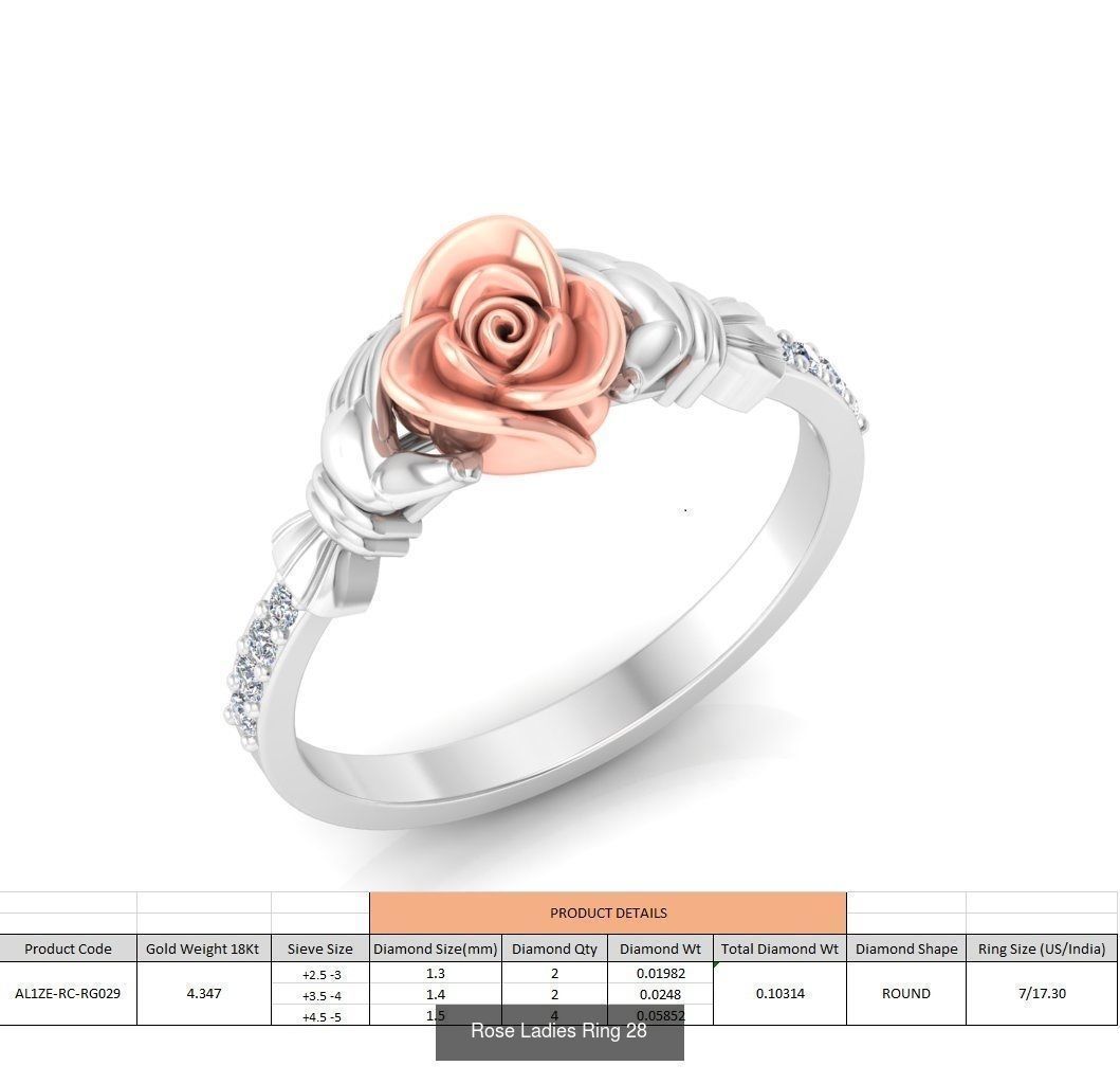 32 Rose Ladies Ring 3D Model Collection_8