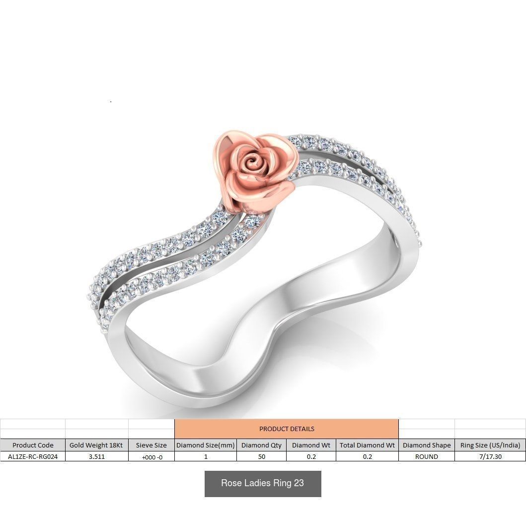 32 Rose Ladies Ring 3D Model Collection_13
