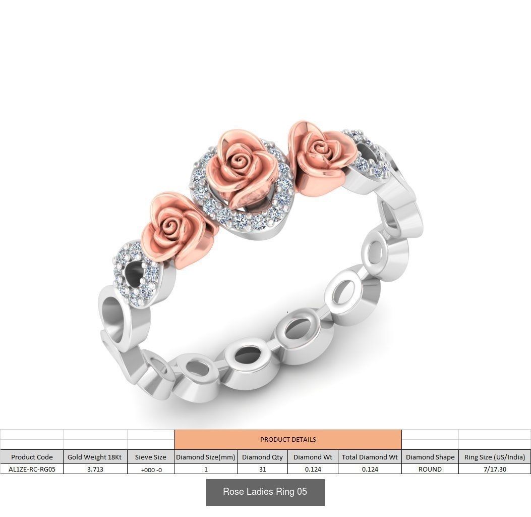 32 Rose Ladies Ring 3D Model Collection_31