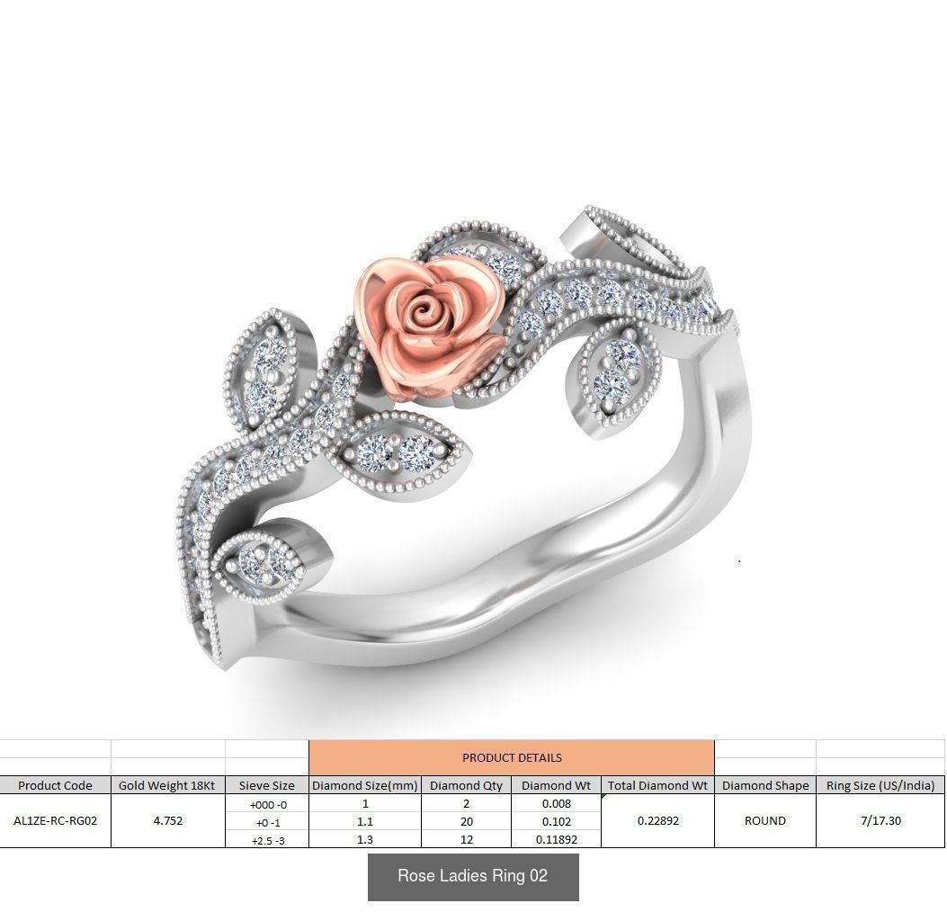32 Rose Ladies Ring 3D Model Collection_34