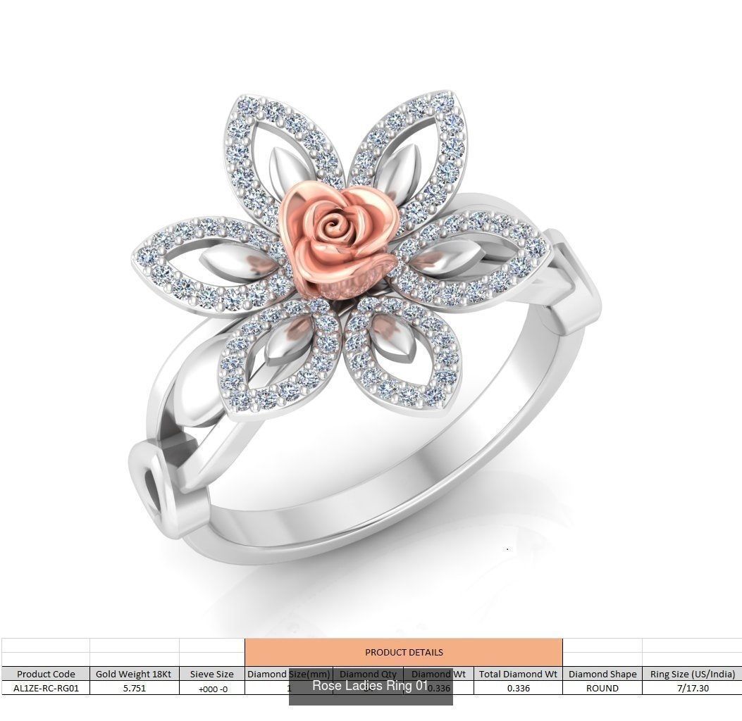32 Rose Ladies Ring 3D Model Collection_35
