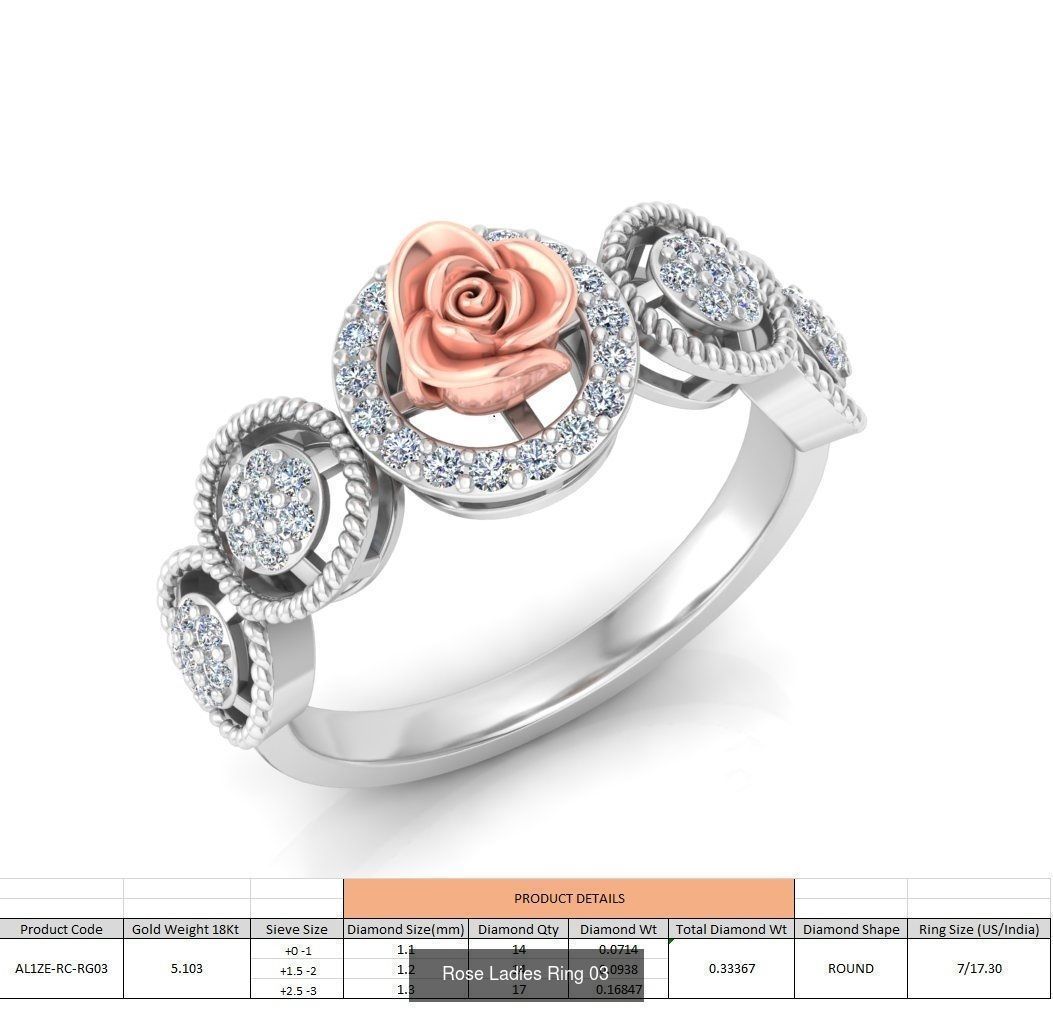 32 Rose Ladies Ring 3D Model Collection_33