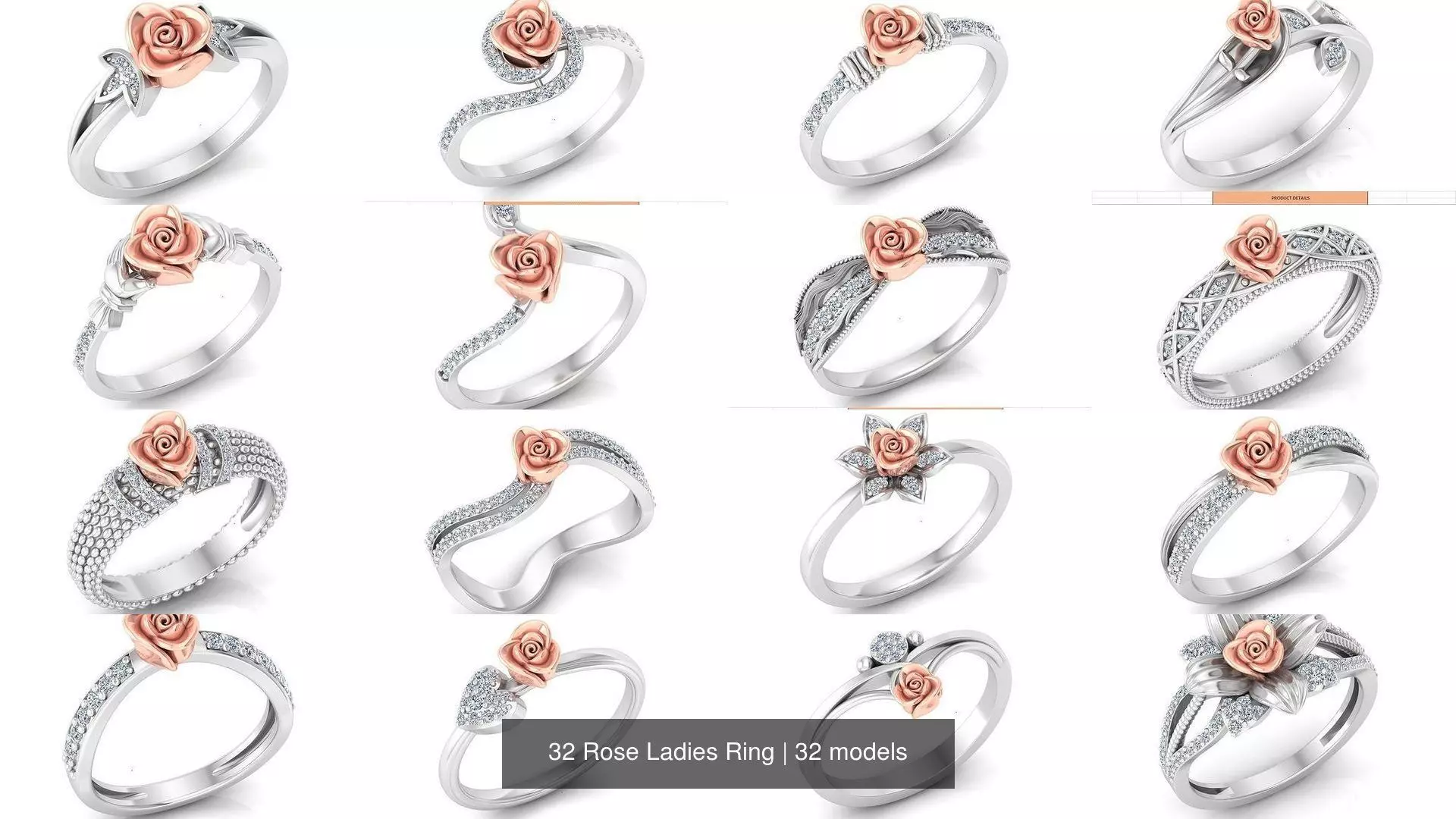 32 Rose Ladies Ring 3D Model Collection_0