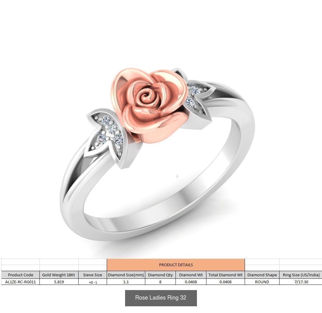 32 Rose Ladies Ring 3D Model Collection_4