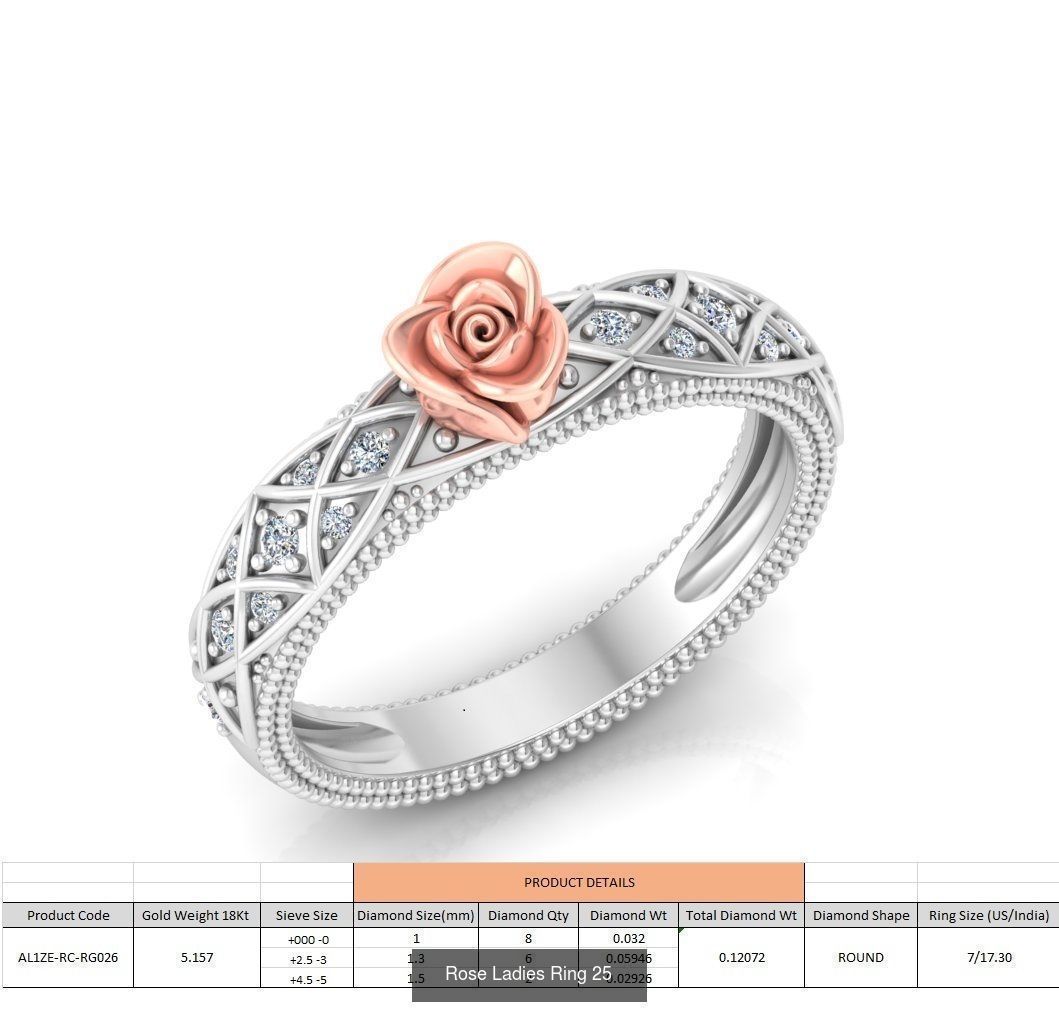 32 Rose Ladies Ring 3D Model Collection_11