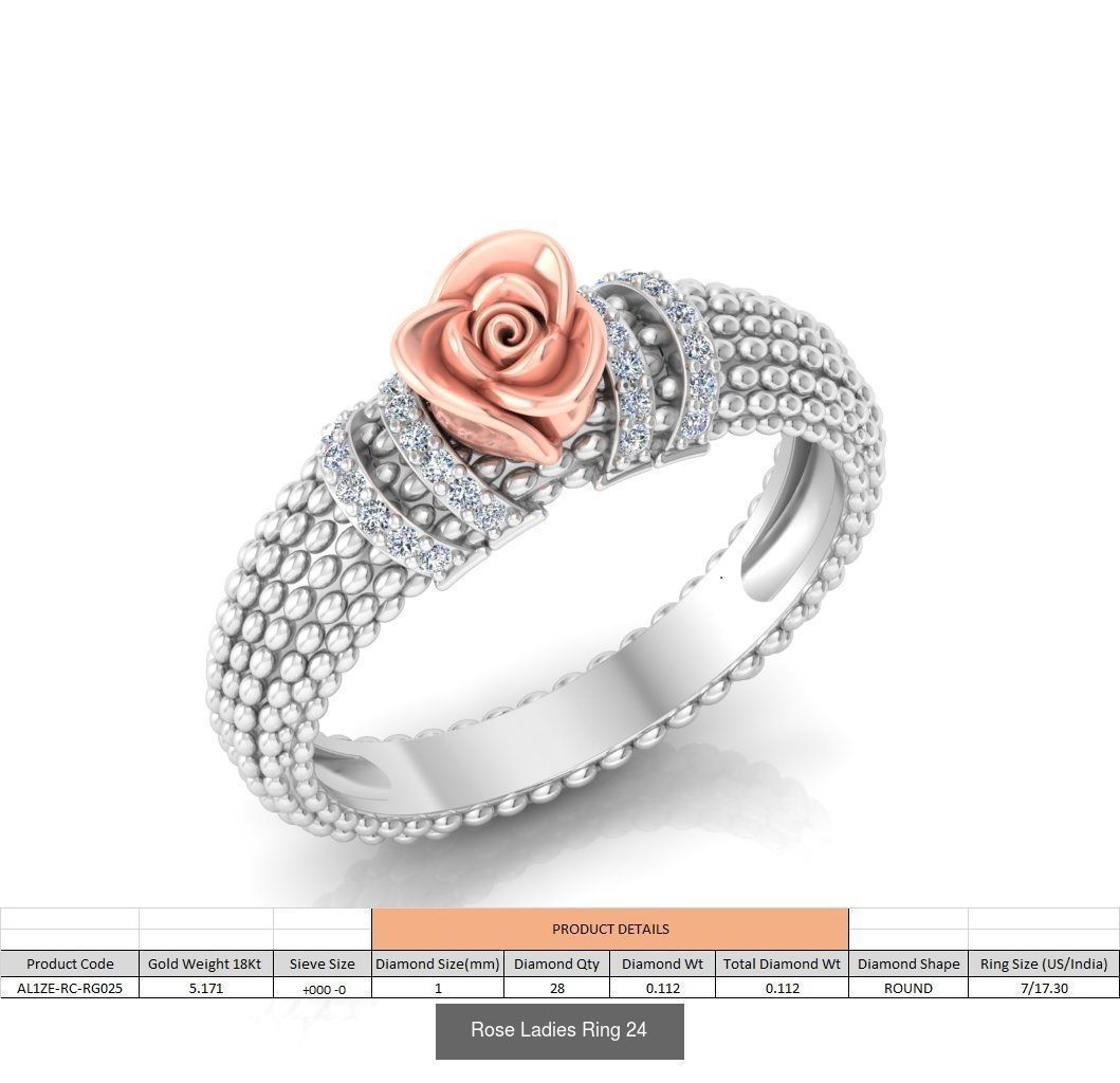 32 Rose Ladies Ring 3D Model Collection_12