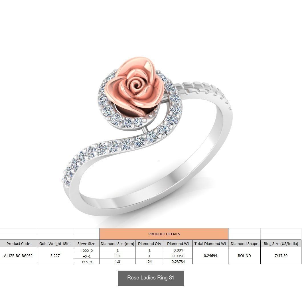 32 Rose Ladies Ring 3D Model Collection_5