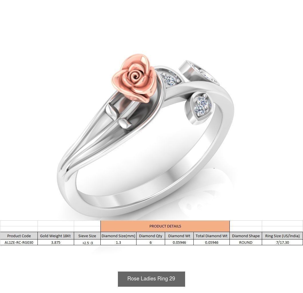 32 Rose Ladies Ring 3D Model Collection_7