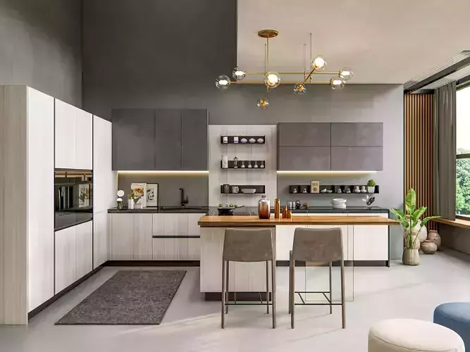Kitchen fully parametric  Resizable manufacturable  0044 3D model
