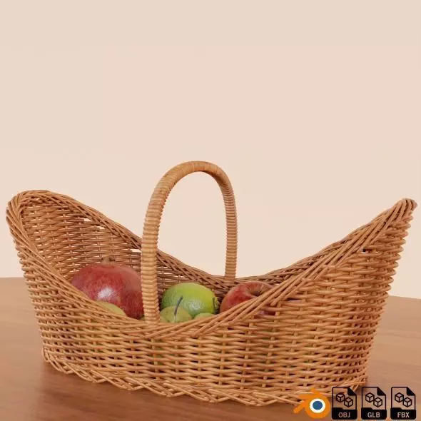 IRA Roti Serving Flower Fruit Vegetable basket Low-poly 3D model