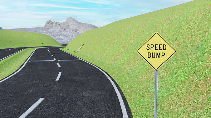 American Road Speed Bump Low-poly 3D model