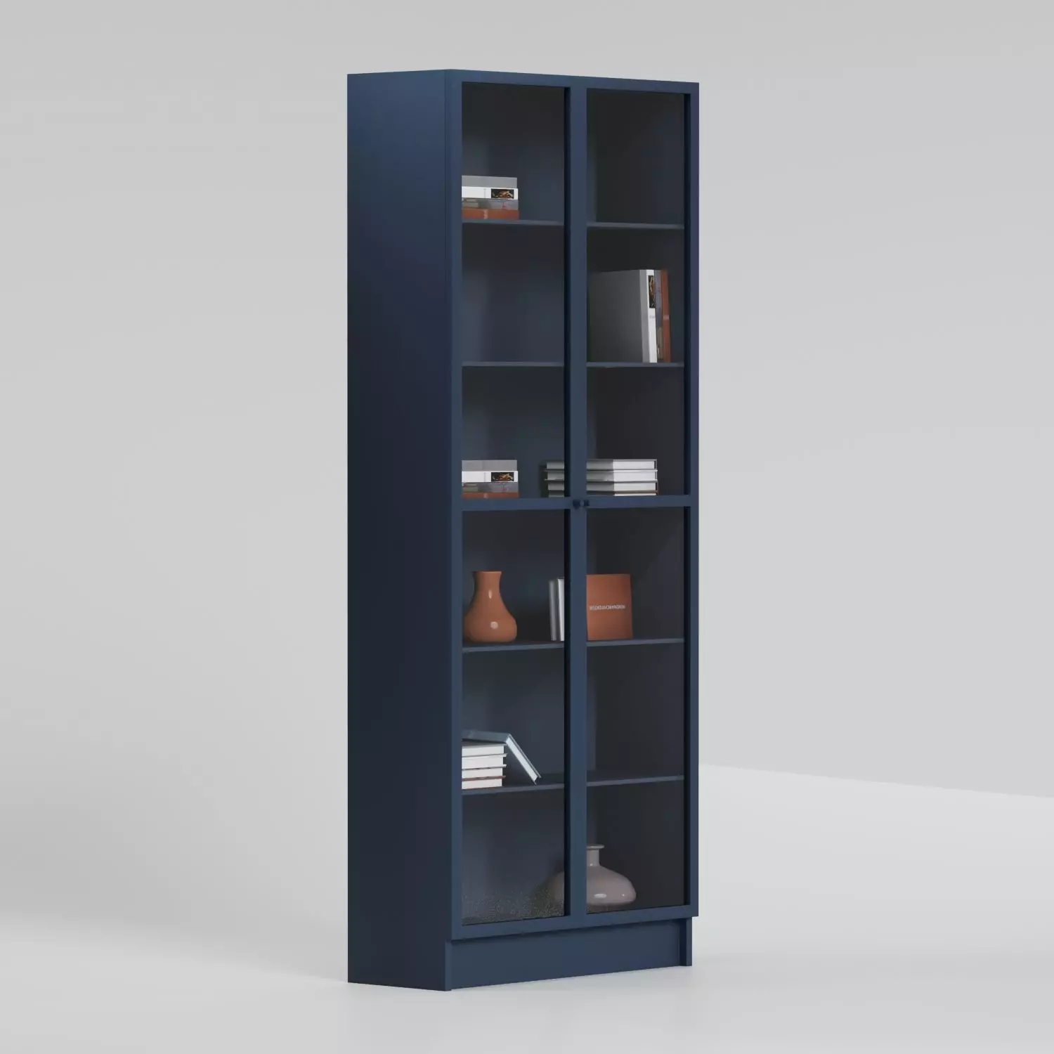 Bookcase with glass doors dark blue 3D model