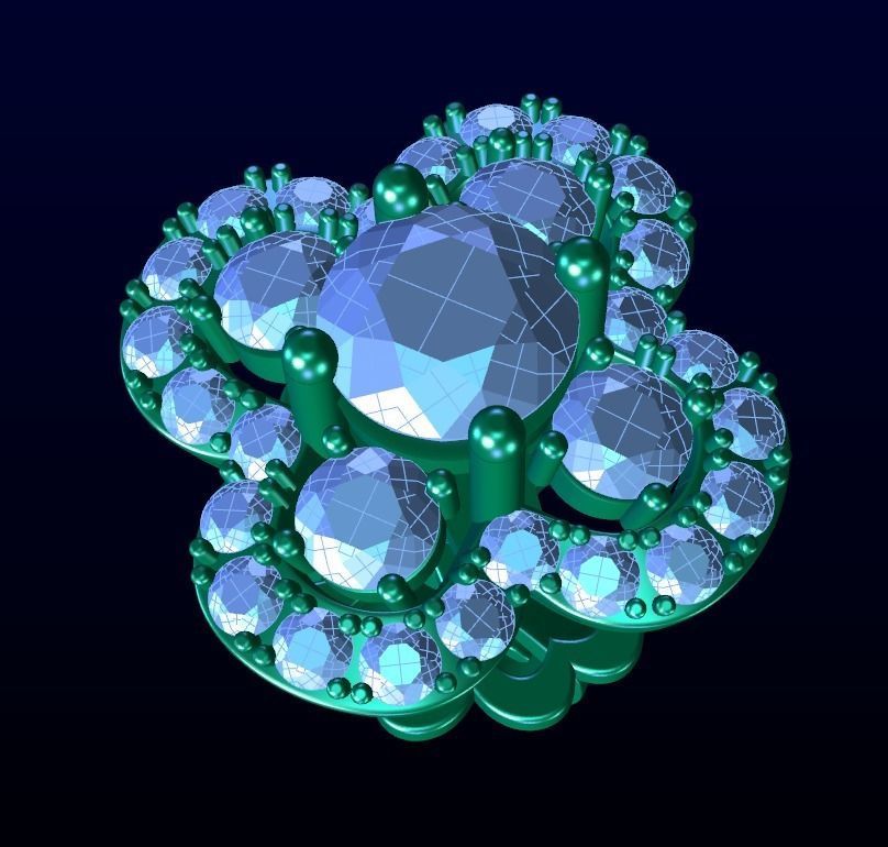 Four Leaf Clover Diamond Earrings 2 3D print model_5