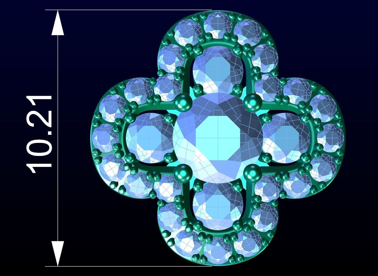 Four Leaf Clover Diamond Earrings 2 3D print model_4