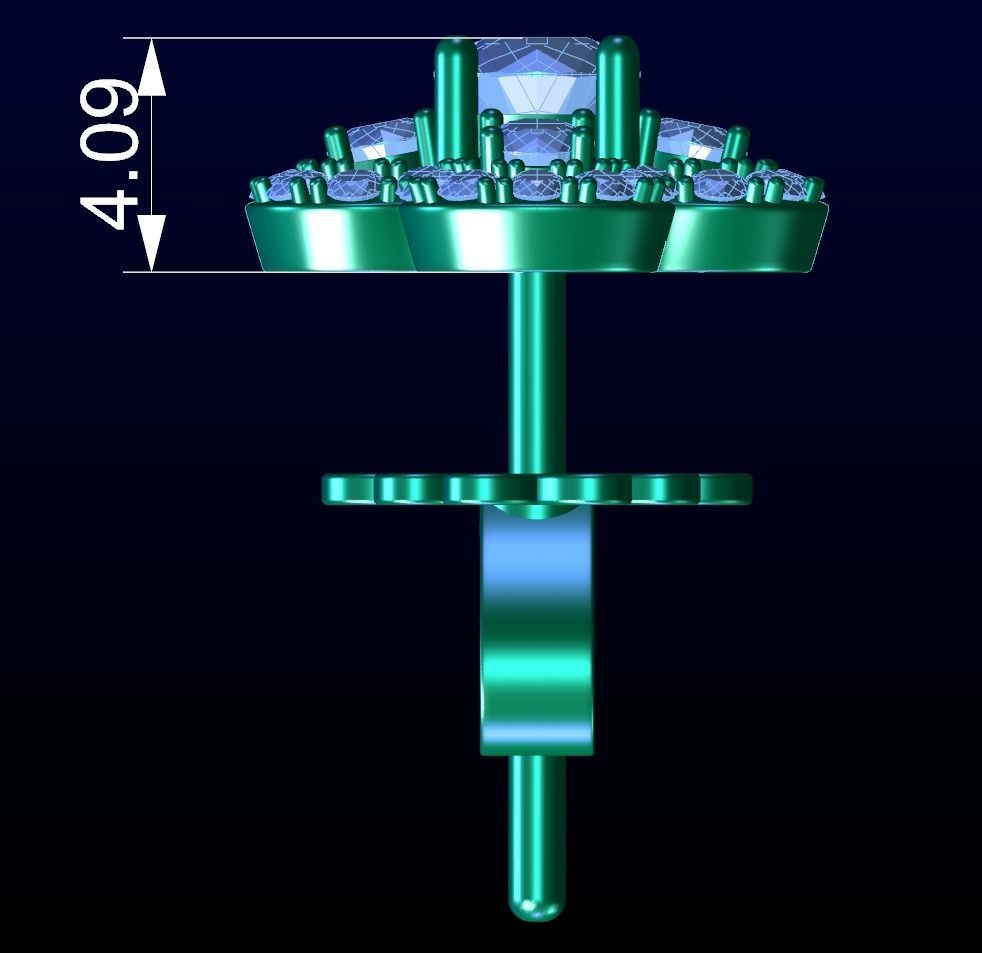 Four Leaf Clover Diamond Earrings 2 3D print model_3