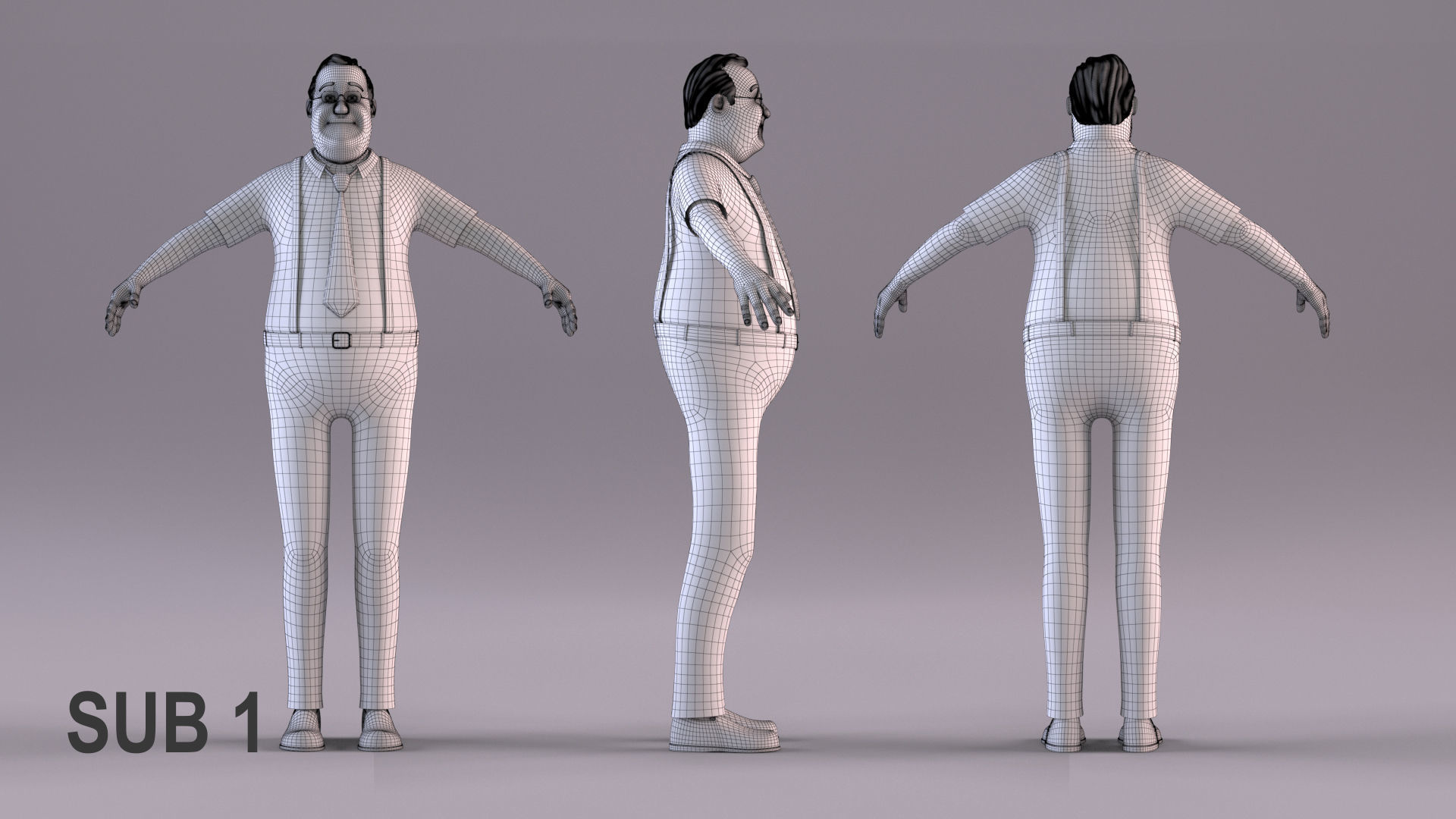 Cartoon Man 3 - Rigged Low-poly 3D model_17