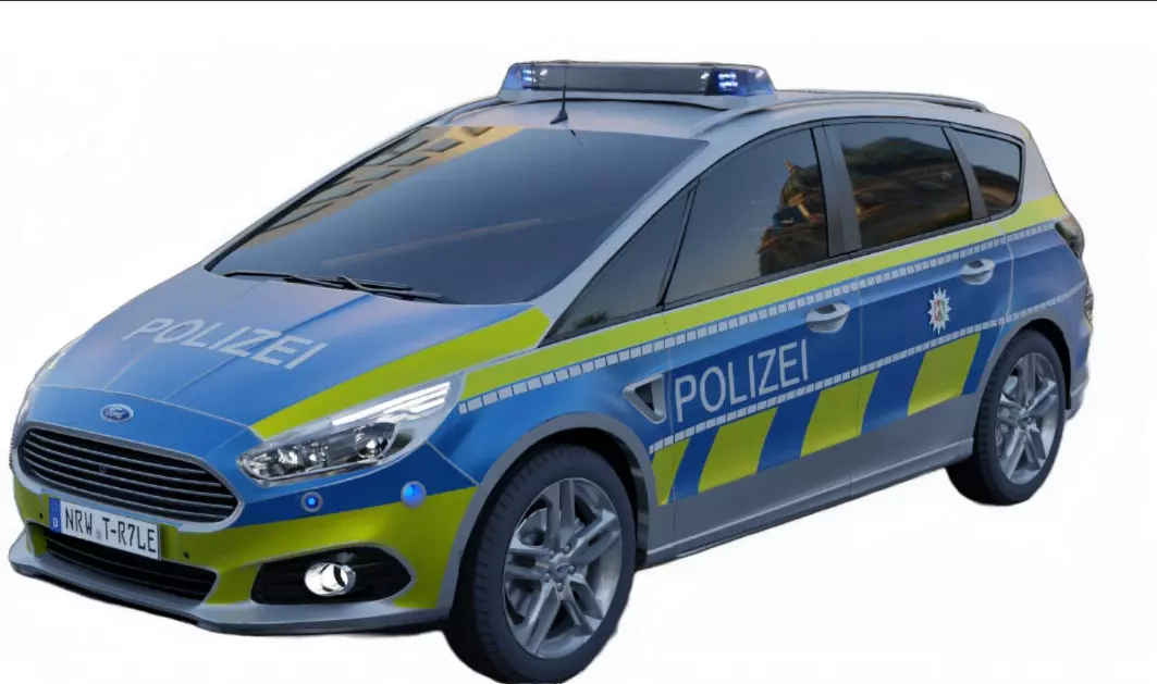 Police Car Ford S Max German Police mit flash blue lights Unreal Low-poly 3D model