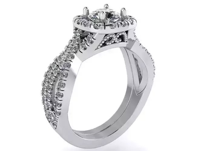 Square Halo Twisted Ring With Band 2352