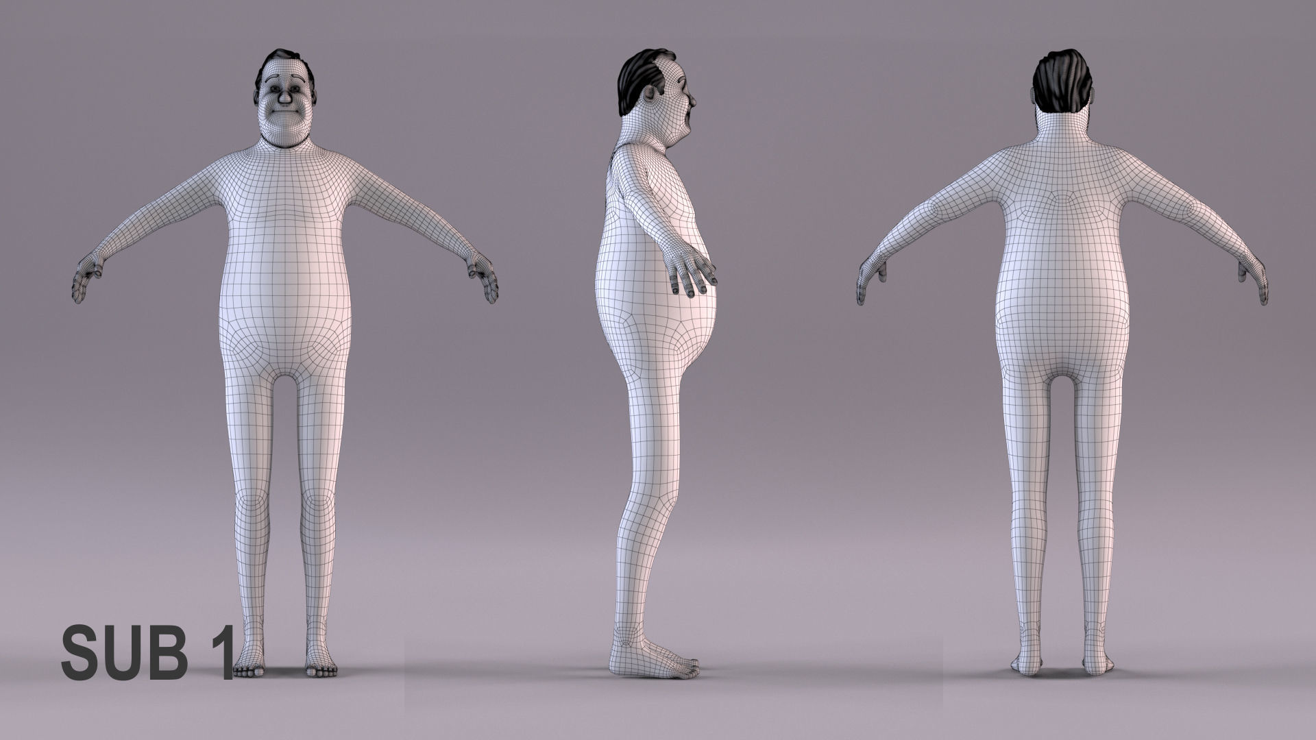 Cartoon Man 3 - NoRig Low-poly 3D model_21