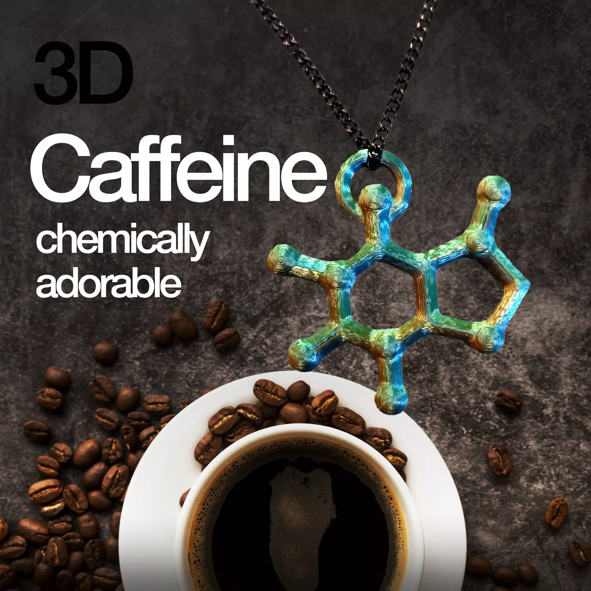 Caffeine Molecule 3D print model_0