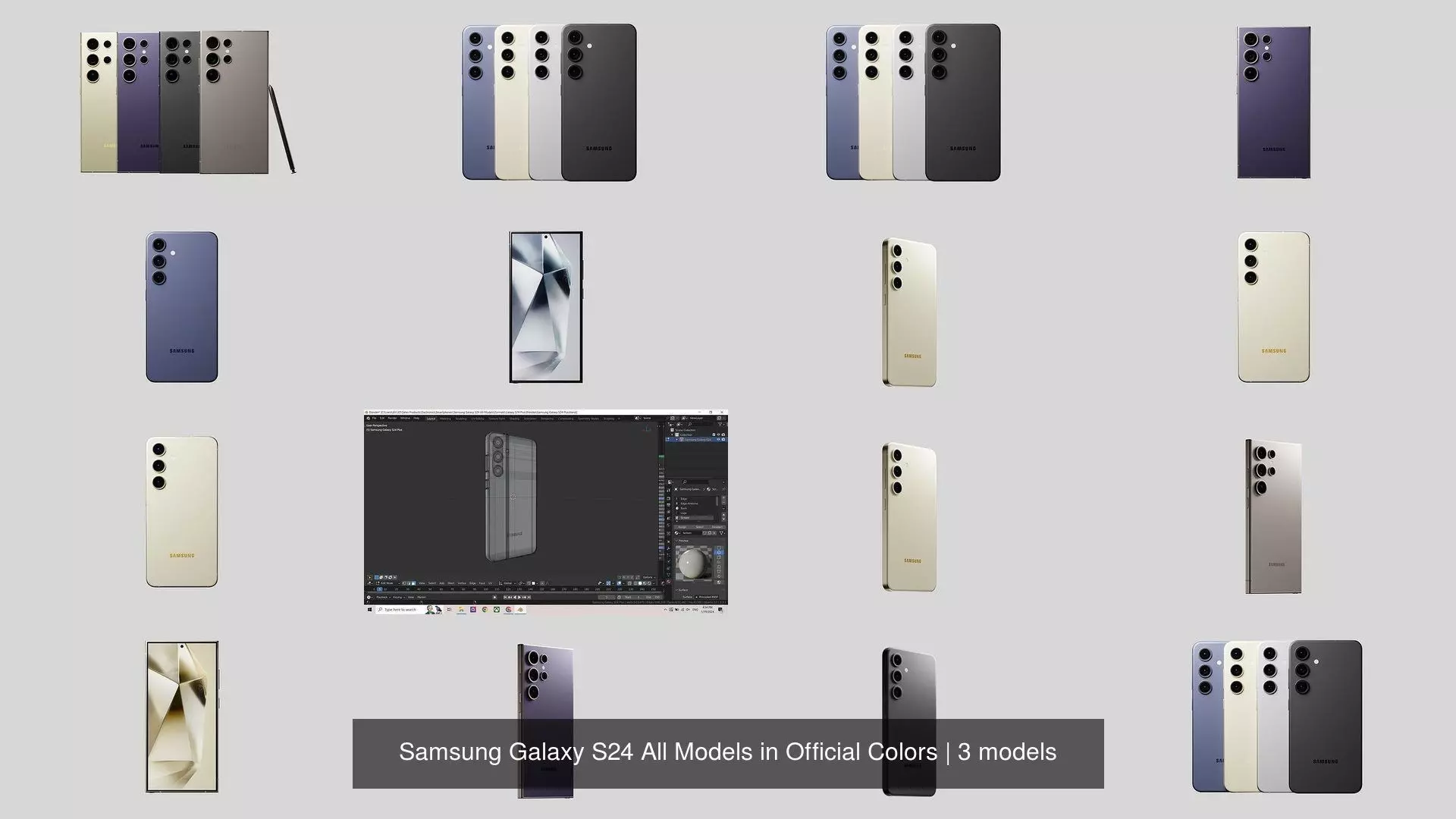 Samsung Galaxy S24 All Models in Official Colors 3D Model Collection_1