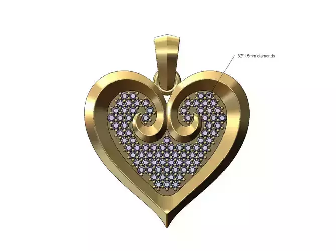Diamond floral heart pendant with bail