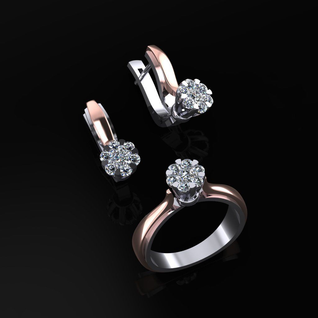 Ring and Earrings 3D print model_2