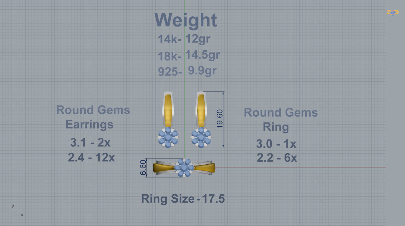 Ring and Earrings 3D print model_4