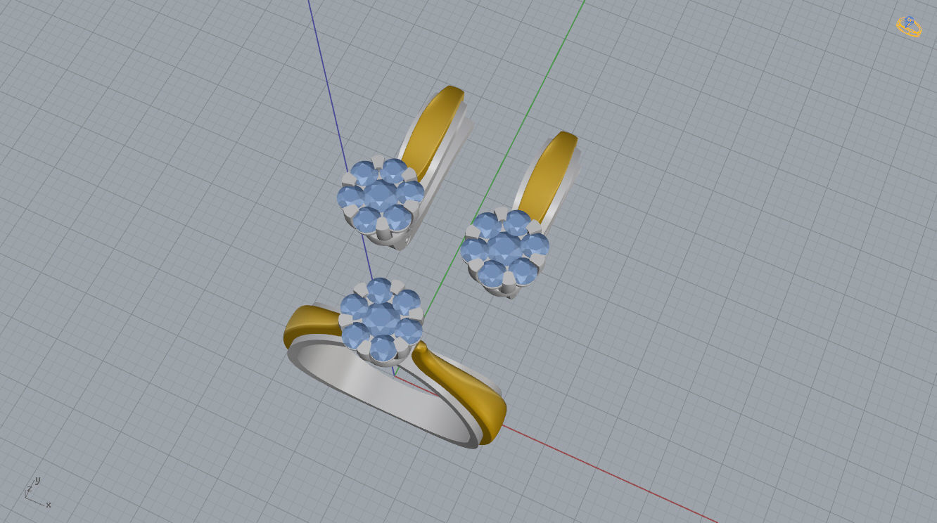 Ring and Earrings 3D print model_12