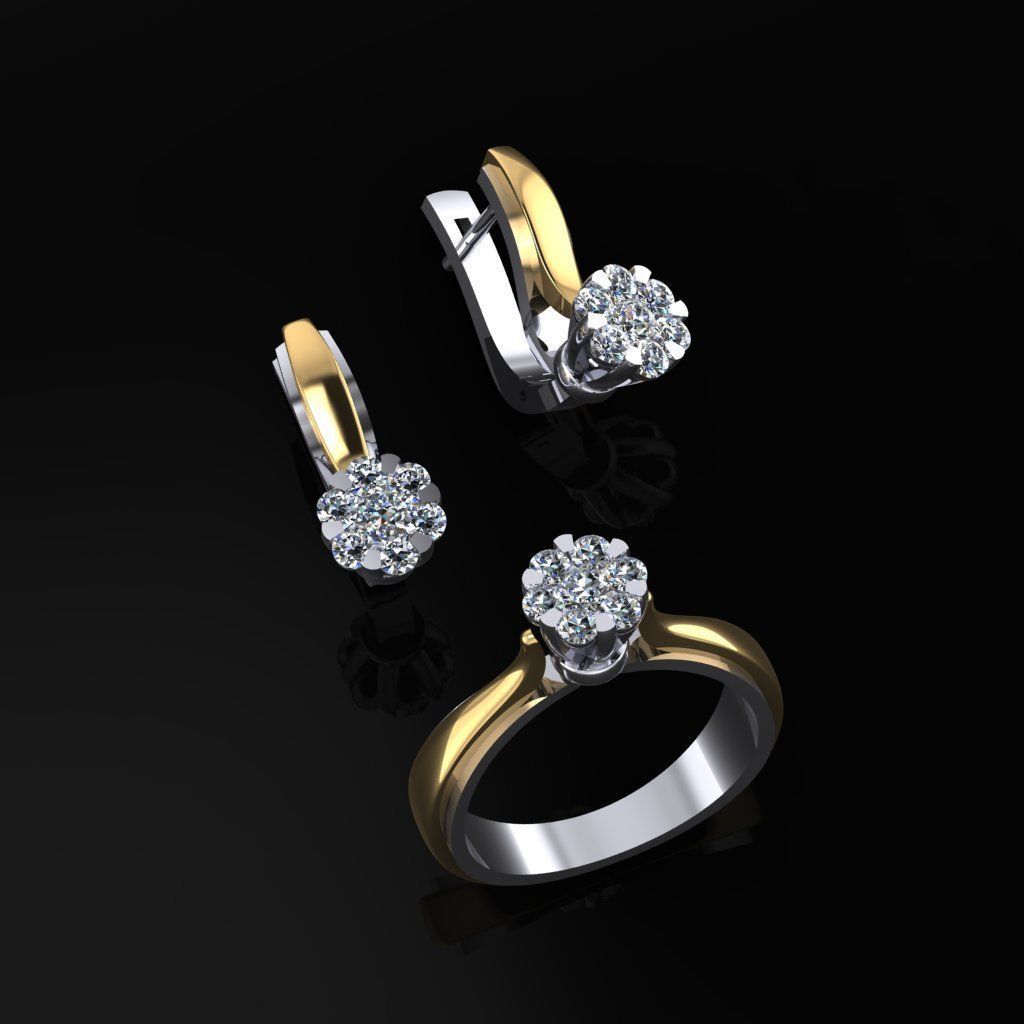 Ring and Earrings 3D print model_3