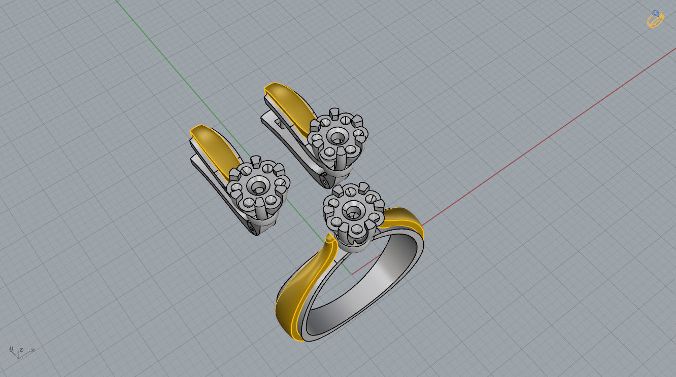 Ring and Earrings 3D print model_8