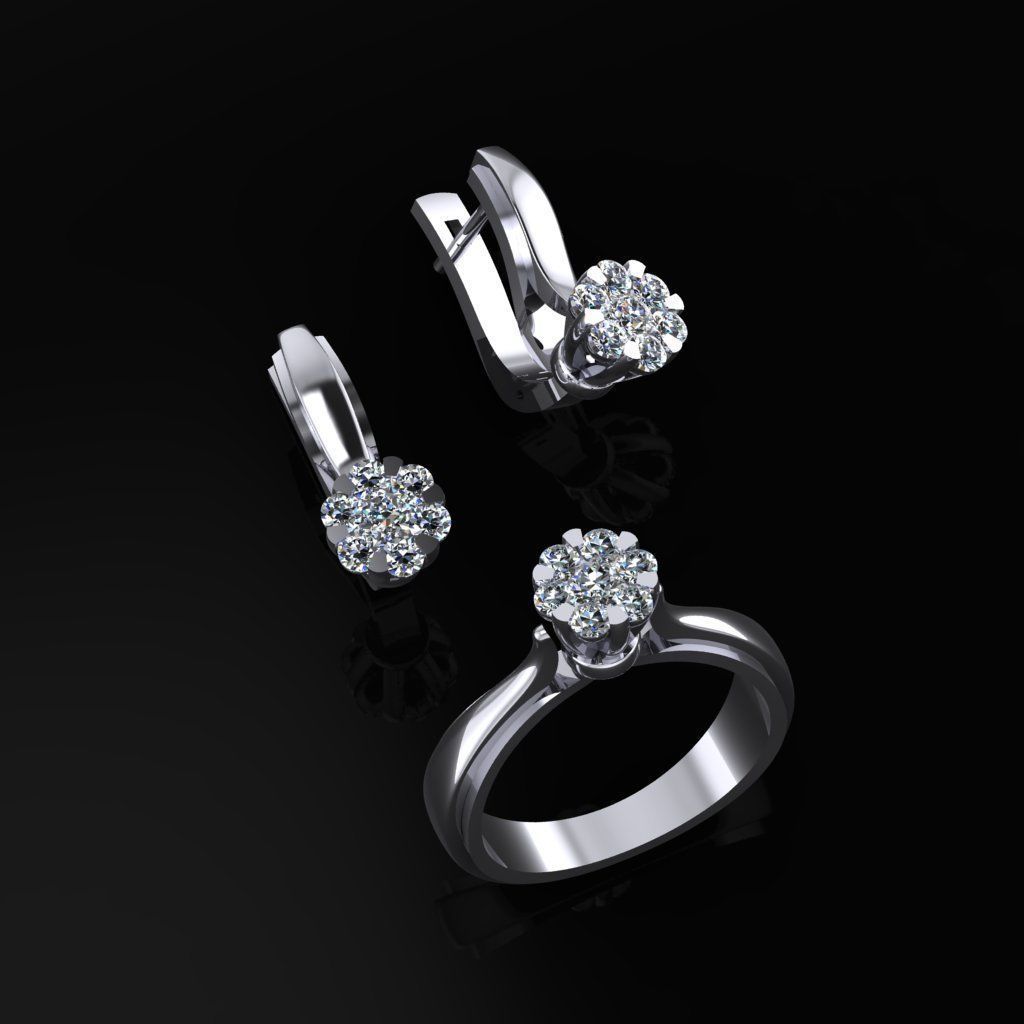 Ring and Earrings 3D print model_1