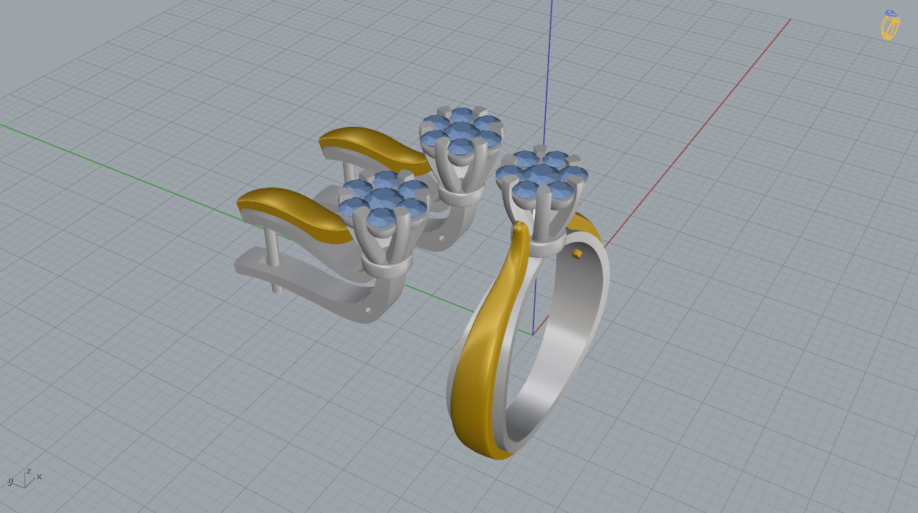 Ring and Earrings 3D print model_14