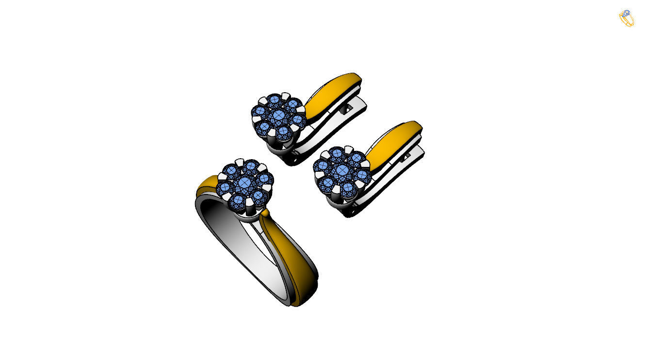 Ring and Earrings 3D print model_15