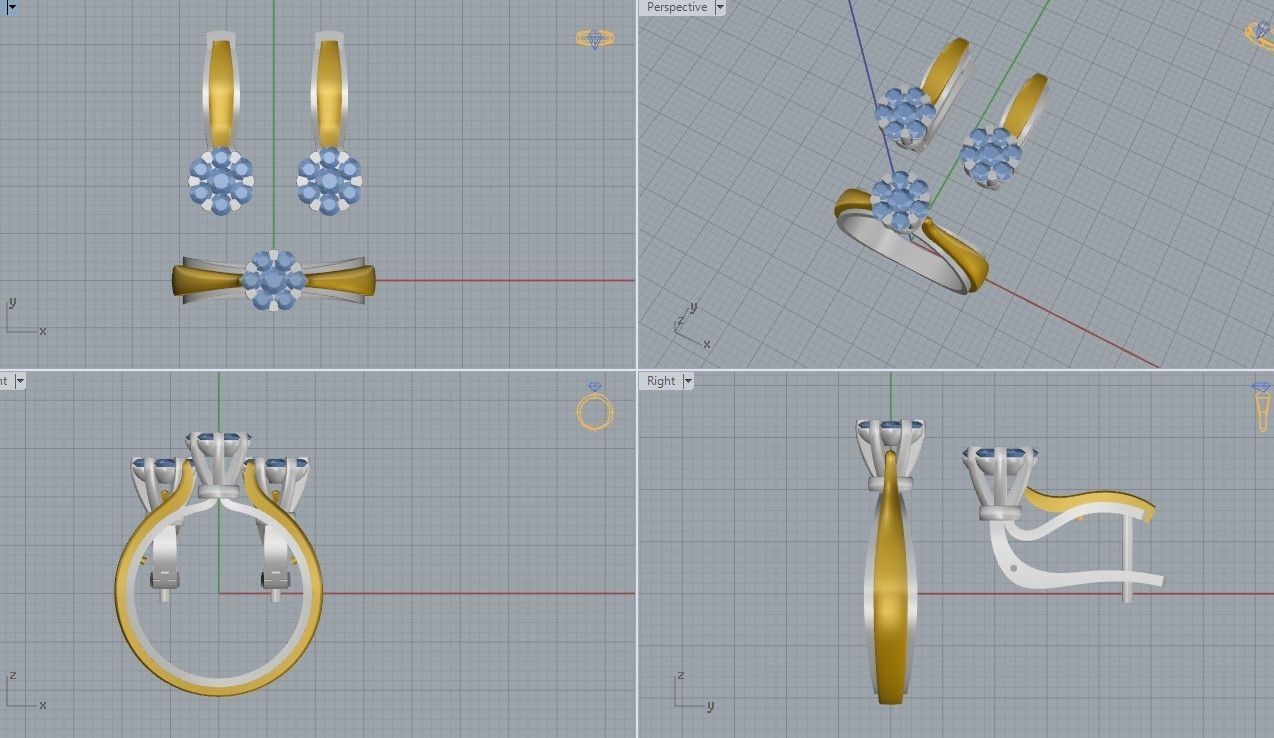 Ring and Earrings 3D print model_6