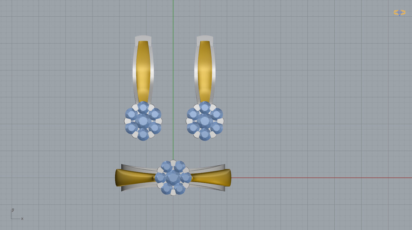 Ring and Earrings 3D print model_10