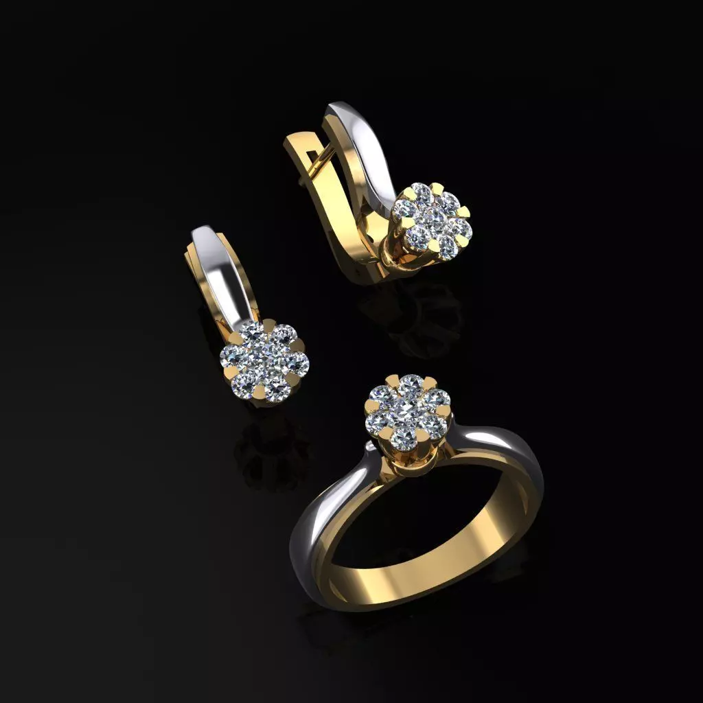 Ring and Earrings 3D print model_0