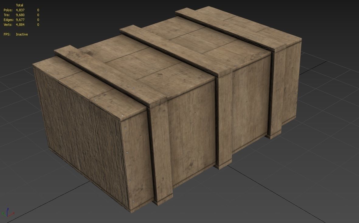 Wooden Crate M10 Low-poly 3D model_6