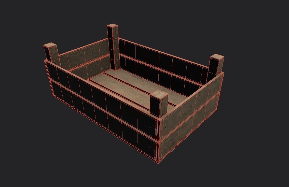 Wooden Crate M05 Low-poly 3D model_1